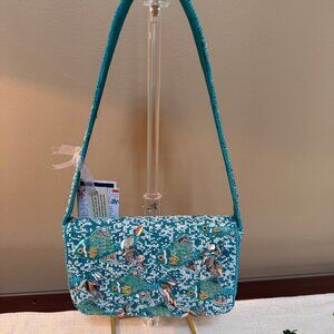 New Release Handcrafted in India Blue Silver Fish Beaded Bag Purse Handbag NWT